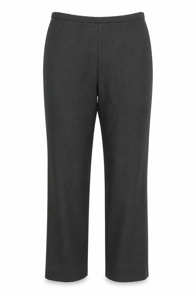 Front view of red o'donnell women’s black trousers, size UK 12, 26-inch leg