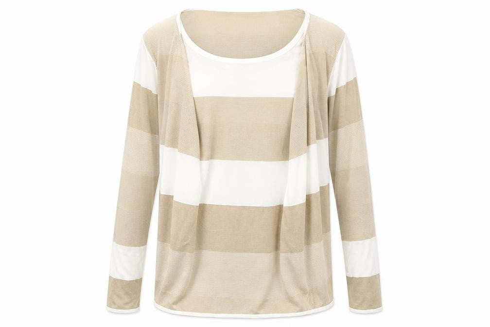 Front view of EMW women’s multicoloured striped canvas jumper, size L
