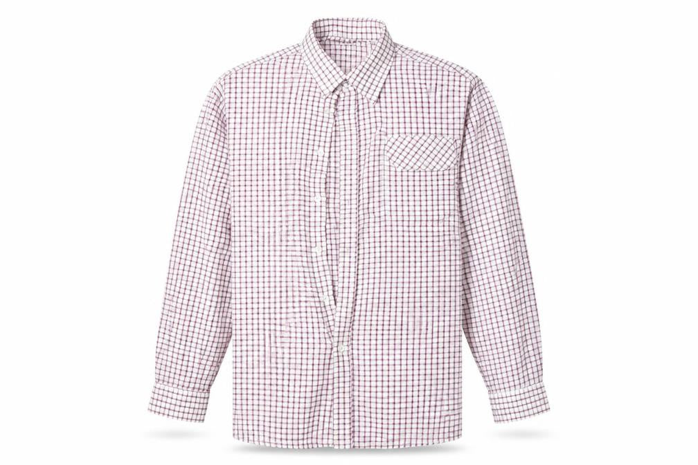 Front view of Oxford men’s multicoloured check button-up, size L
