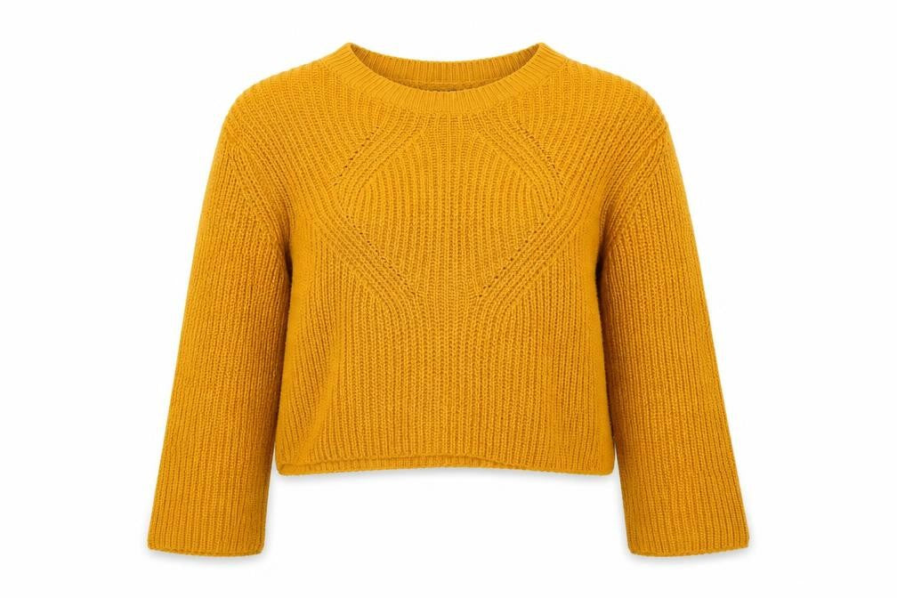 Front view of Primark women’s orange striped jumper, size UK 12