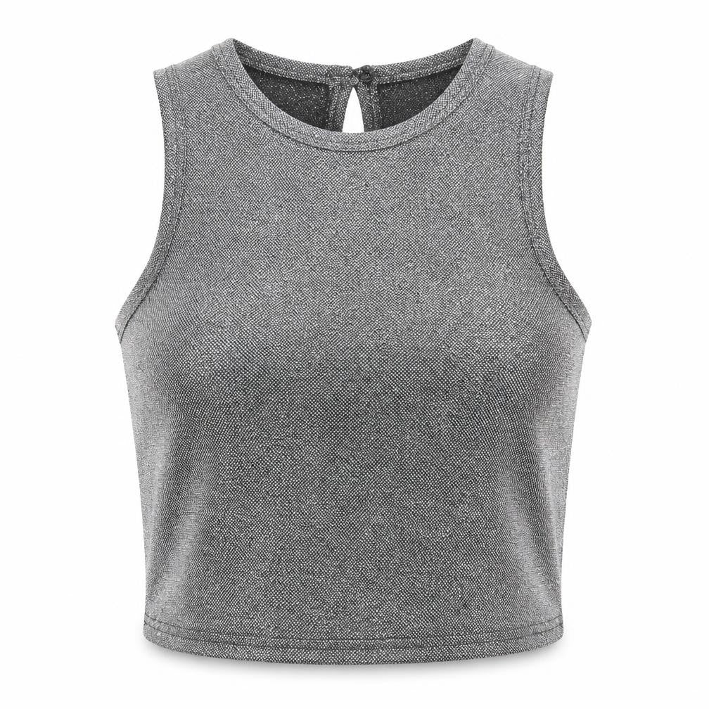 Front view of Qdos women’s grey basic t-shirt, size UK 10