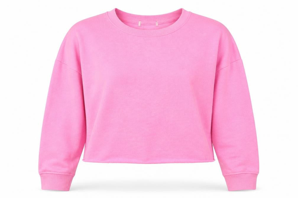 Front view of Primark women’s pink pullover sweatshirt, size UK 4