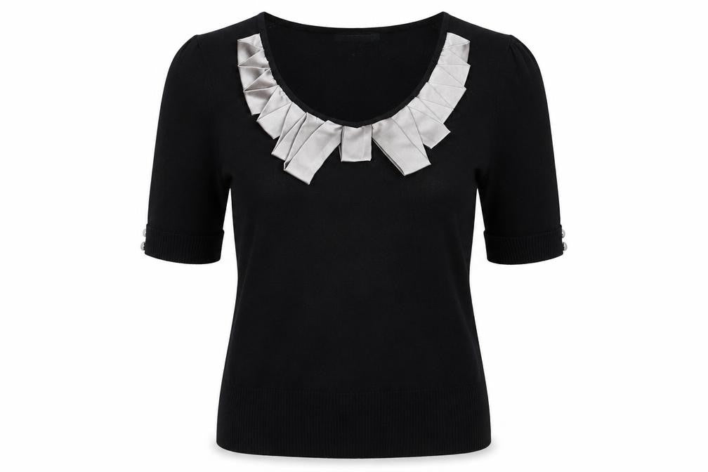 Front view of David Emanuel women’s black knit jumper, size UK 12