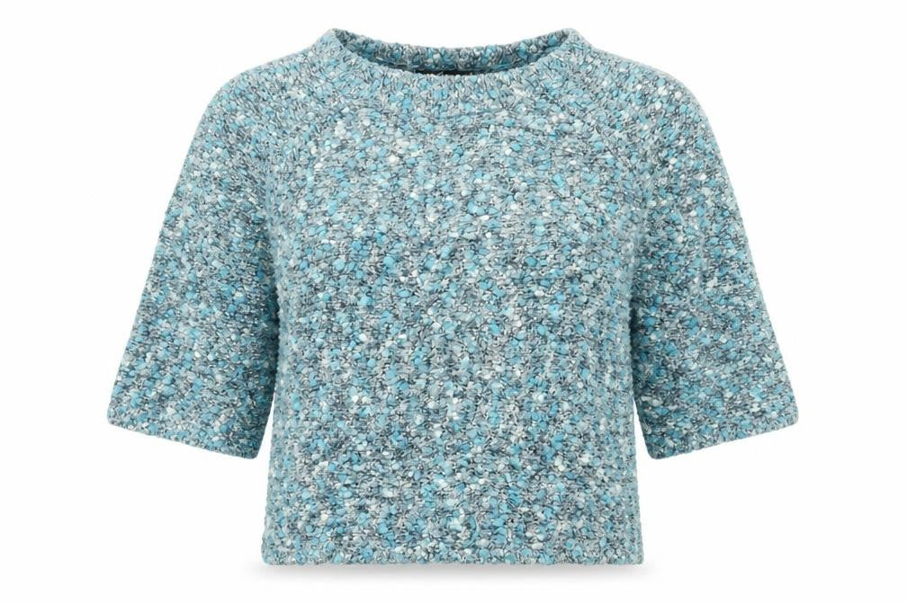 Front view of Bonmarché women’s blue knit jumper, size M
