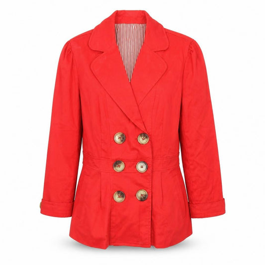 Front view of Atmosphere women’s red overcoat coat, size UK 12