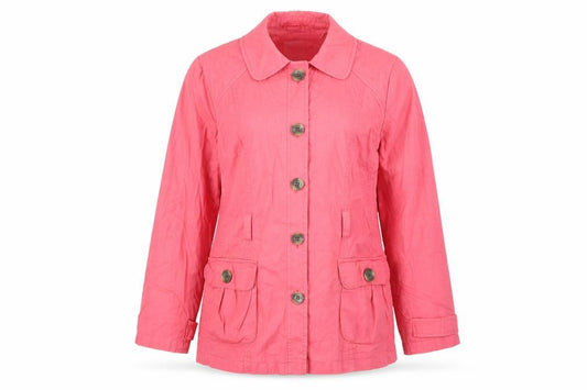 Front view of Casual Collection women’s pink overcoat coat, size UK 16