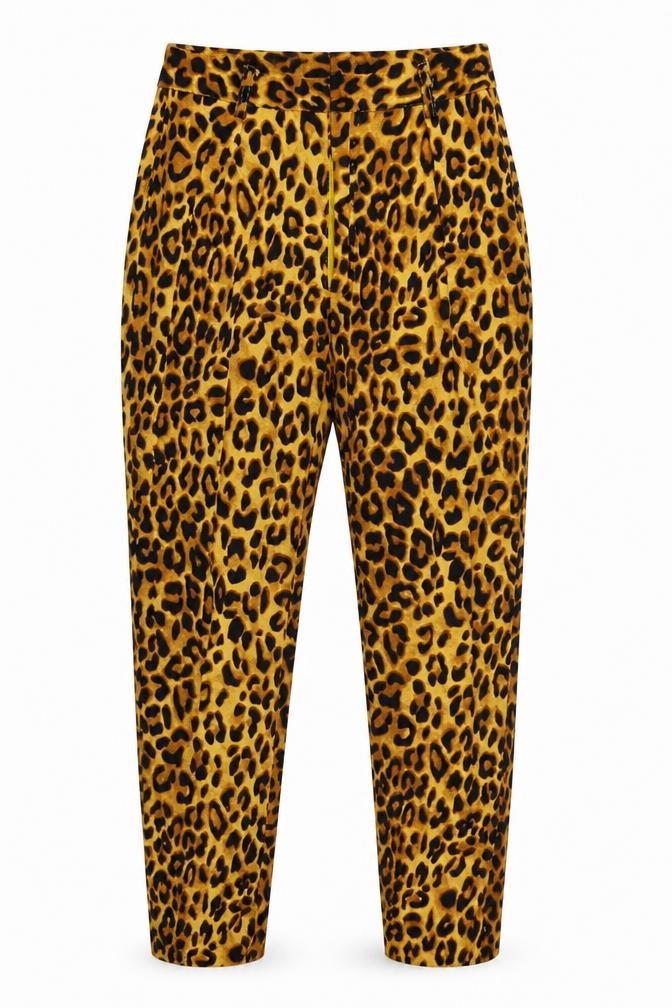 Daisy Street Womens Yellow Animal Print  Trousers  Size 6 L28 in