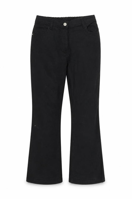 Front view of christie women’s black denim bootcut jeans, size UK 34, in, 28-inch leg