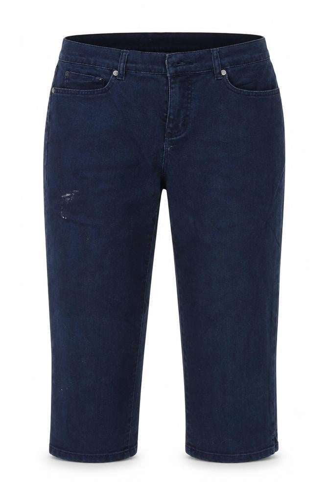 Front view of Chaps women’s blue denim cut-off shorts, size UK 6
