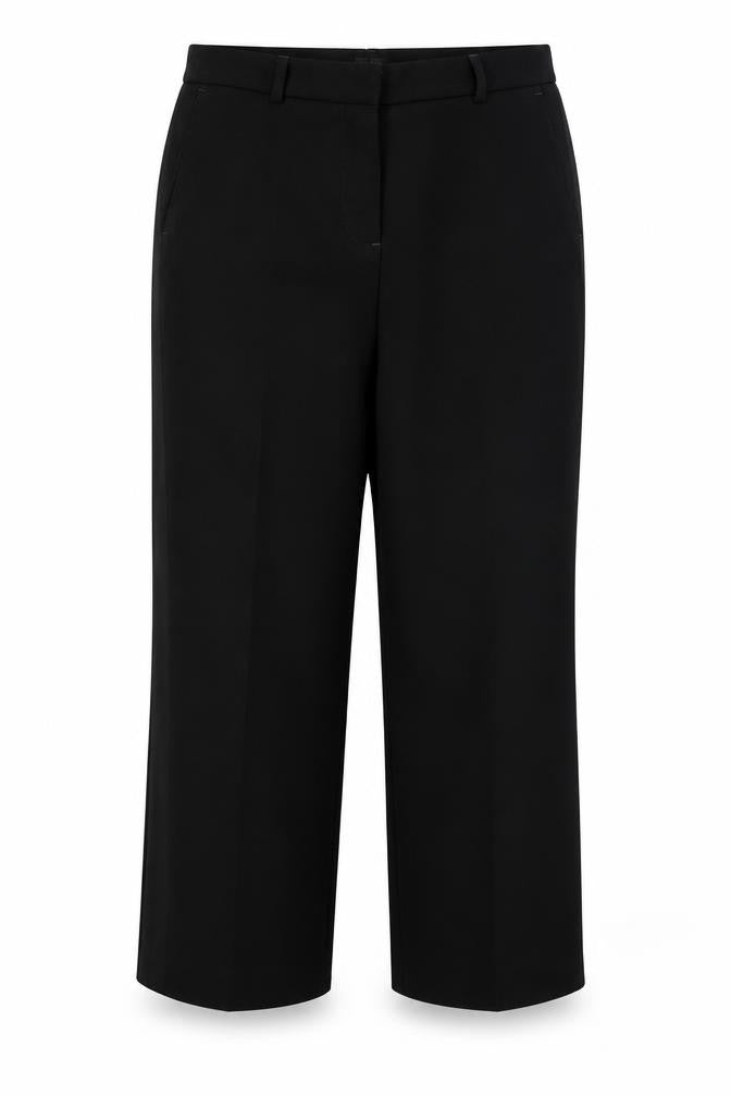 Front view of Comma women’s black trousers, size UK 8, 23-inch leg