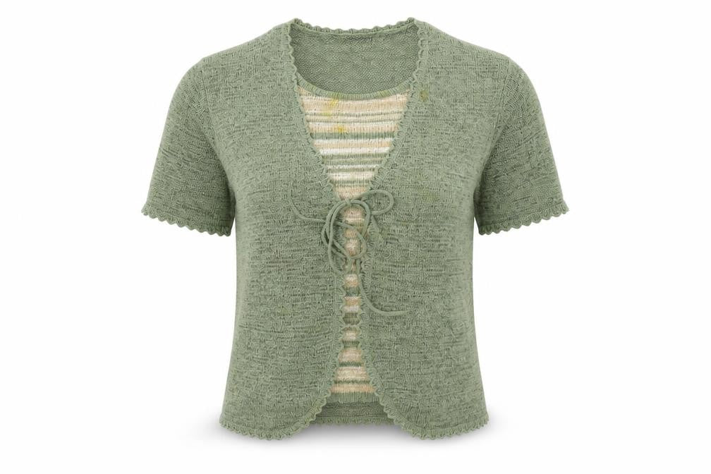 Front view of Bonmarché women’s green jumper, size M