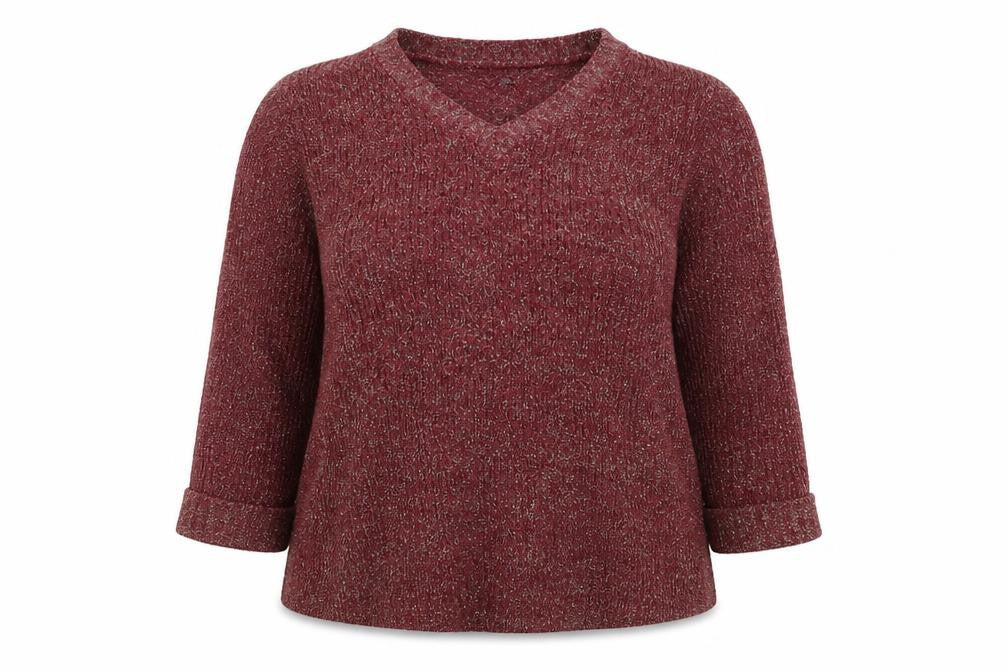 Front view of ARISTA women’s red jumper, size UK 14