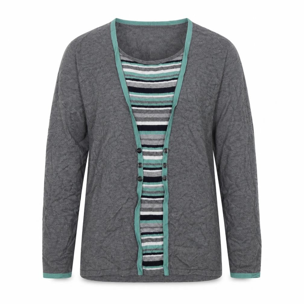 Front view of Bonmarché women’s grey jumper, size UK 12
