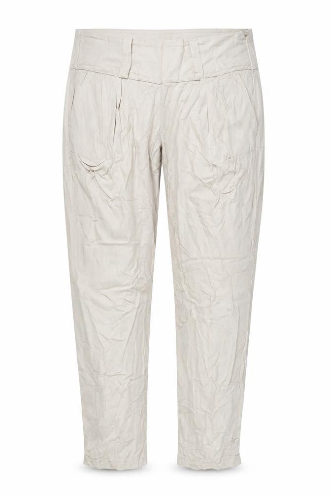 Front view of Preworn women’s beige trousers, size S, 25-inch leg