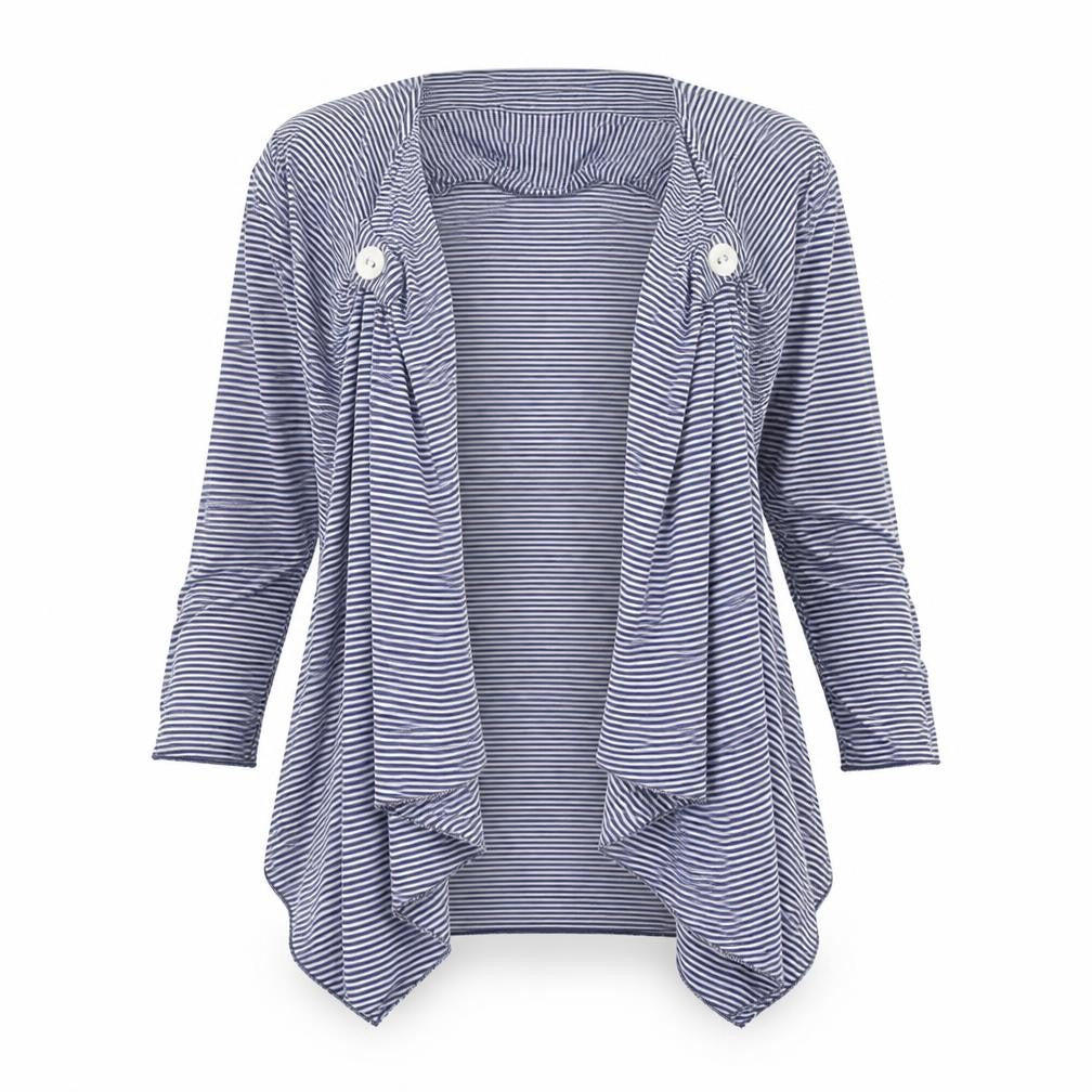 Laura D Womens Blue Striped  Cardigan Jumper Size M