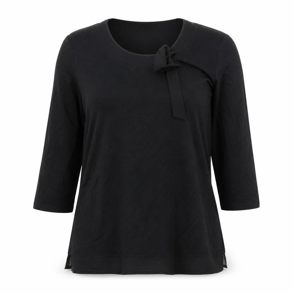 Front view of Barbara Lebek women’s black basic t-shirt, size UK 10
