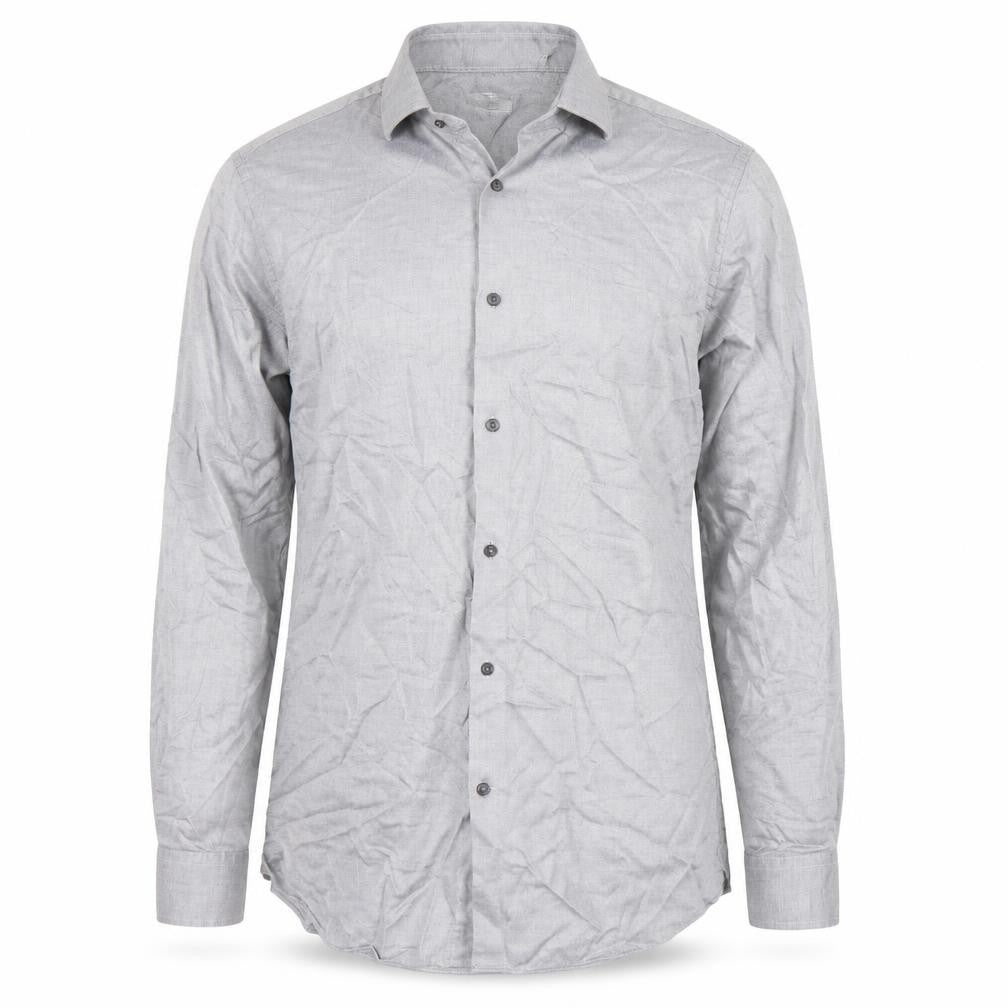 Front view of Next men’s grey button-up, size 15.5