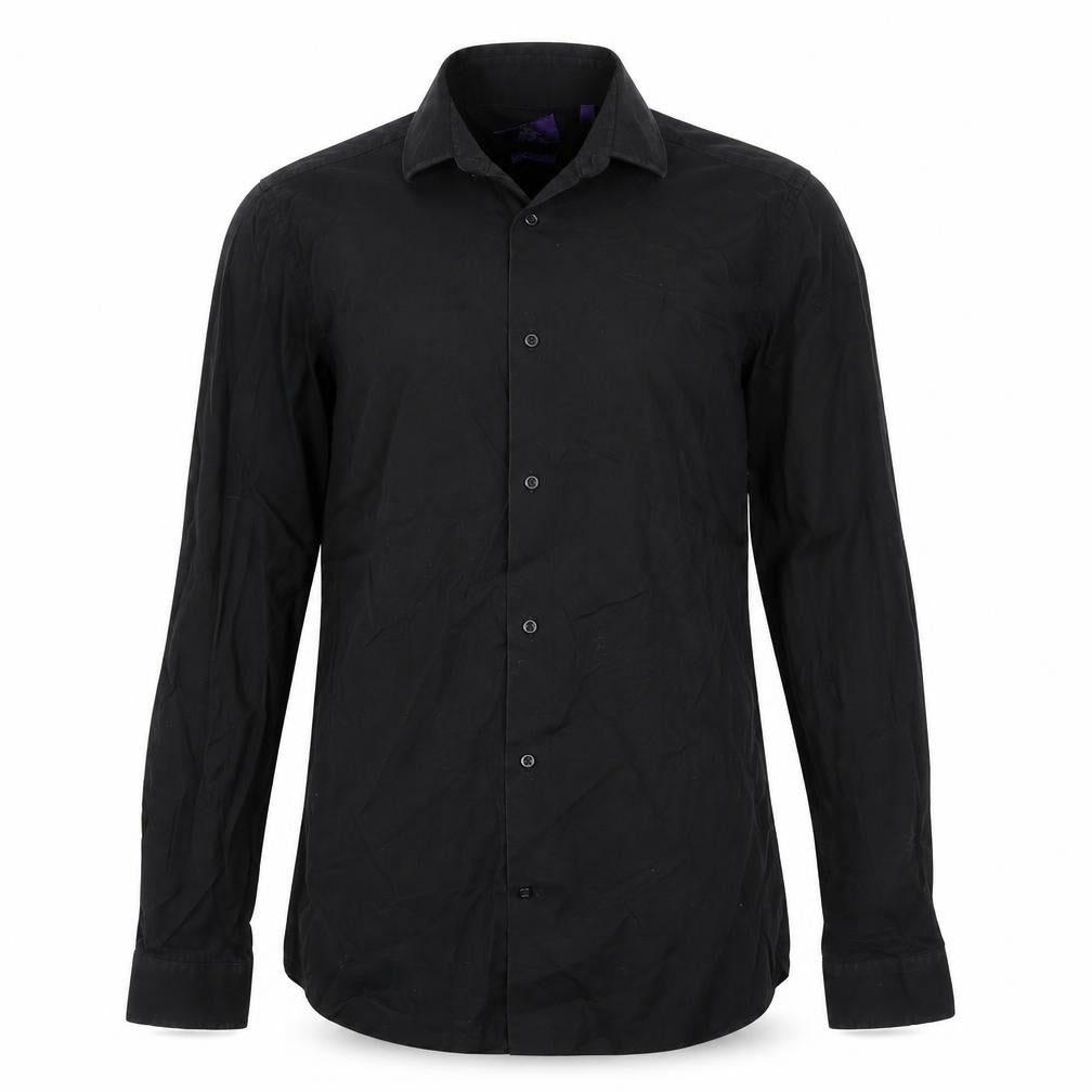 Front view of Next men’s black button-up, size 15.5