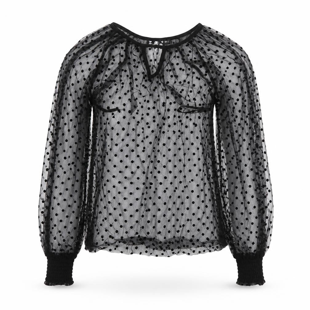 Front view of SHEIN women’s clear polka dot basic blouse, size XS