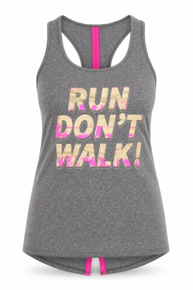 Front view of Tu women’s grey basic tank, size UK 8