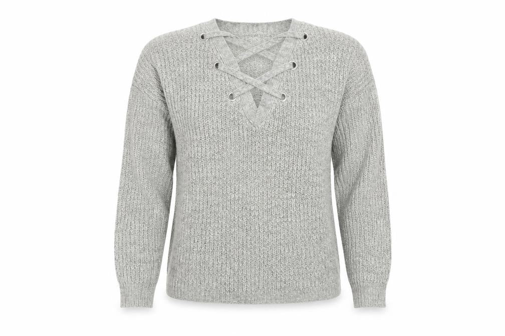 Front view of Papaya women’s grey jumper, size S