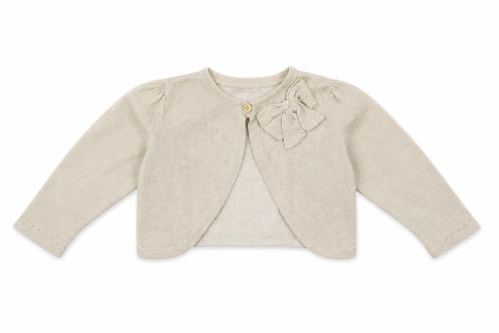 Front view of Marks & Spencer girls’ beige wrap jumper, size 4-5, years