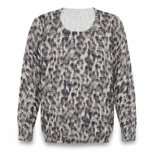 bm Collection Womens Brown Animal Print Knit Pullover Sweatshirt Size XS