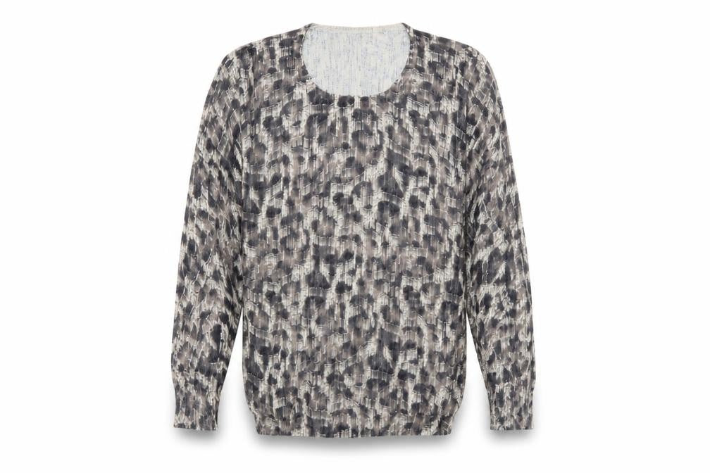 bm Collection Womens Brown Animal Print Knit Pullover Sweatshirt Size XS