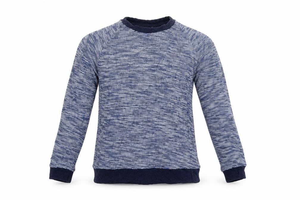 Front view of Gap men’s blue knit pullover sweatshirt, size XS