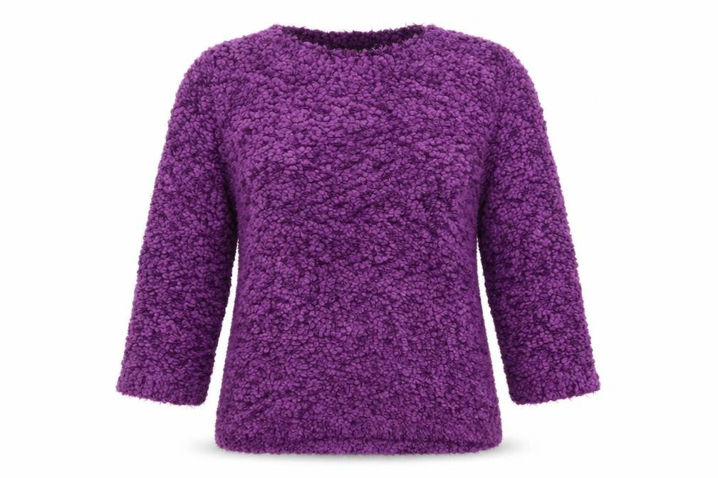 Front view of Bonmarché women’s purple knit pullover sweatshirt, size S