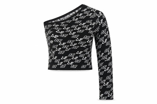 Front view of ASOS women’s black knit pullover sweatshirt, size UK 10