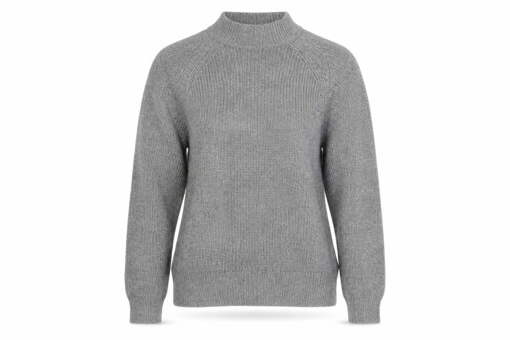 Front view of H&M women’s grey knit pullover sweatshirt, size S