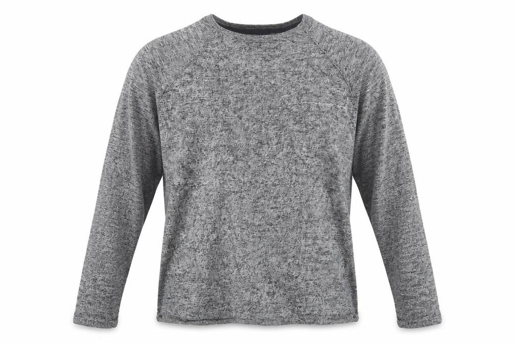 Front view of Cedarwood State men’s grey knit pullover sweatshirt, size XL