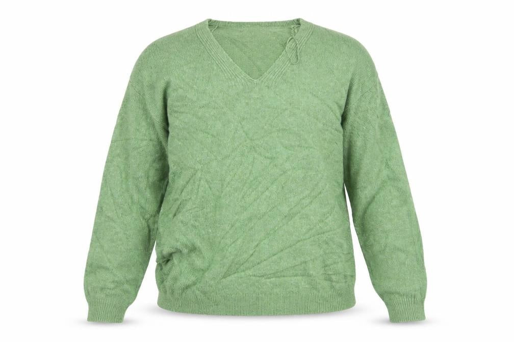 Front view of Marks & Spencer women’s green knit pullover sweatshirt, size S
