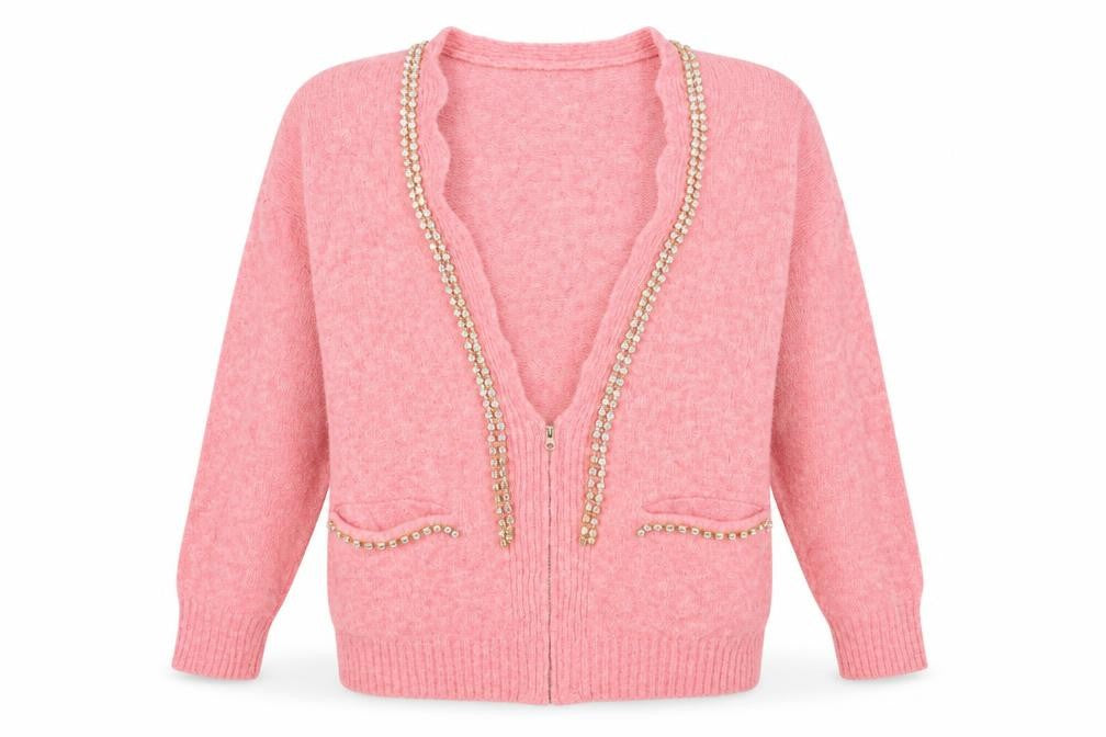 Ya Fa Knitting Womens Pink   Cardigan Jumper Size 10
