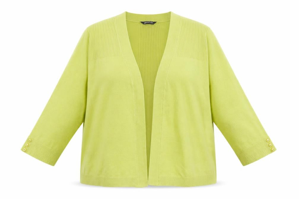Front view of Profile women’s green wrap jumper, size UK 20