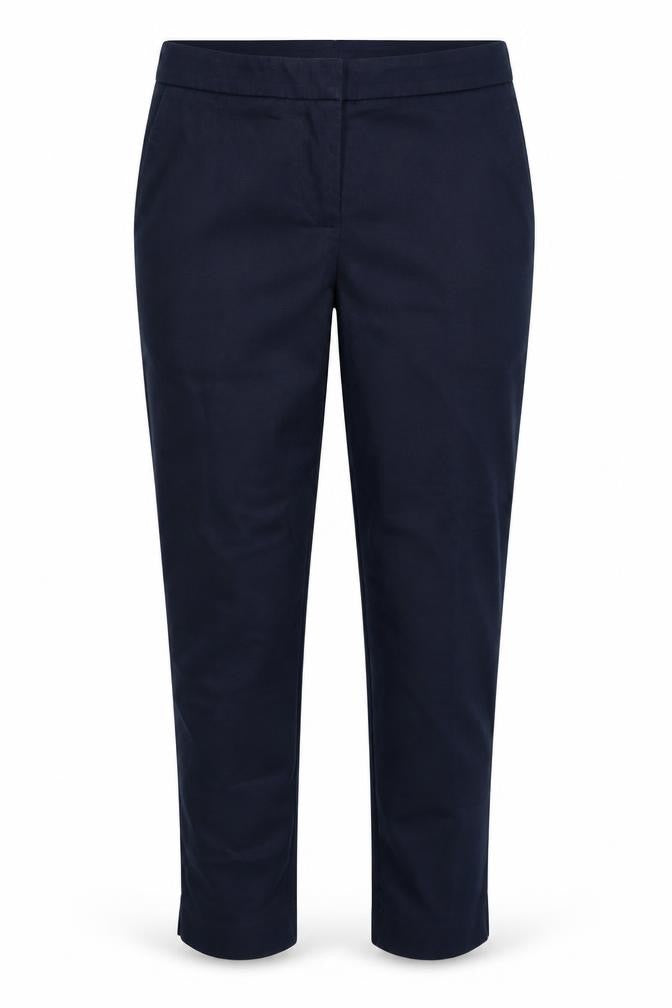 Front view of H&M women’s blue capri trousers, size UK 36, 25-inch leg