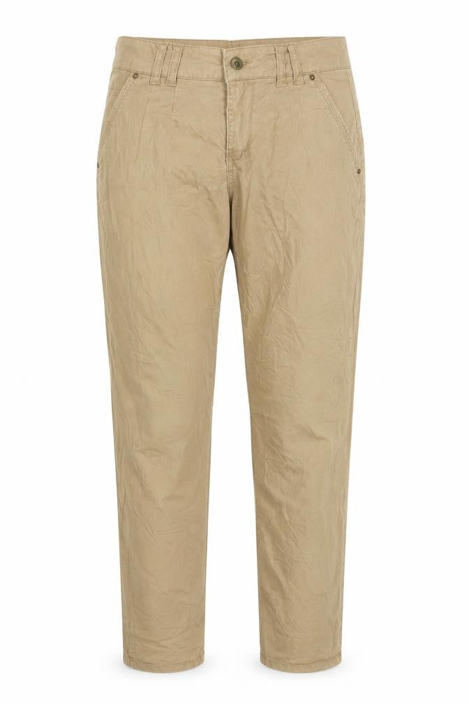 Front view of Vera Moda women’s beige chino trousers, size UK 36, 32-inch leg
