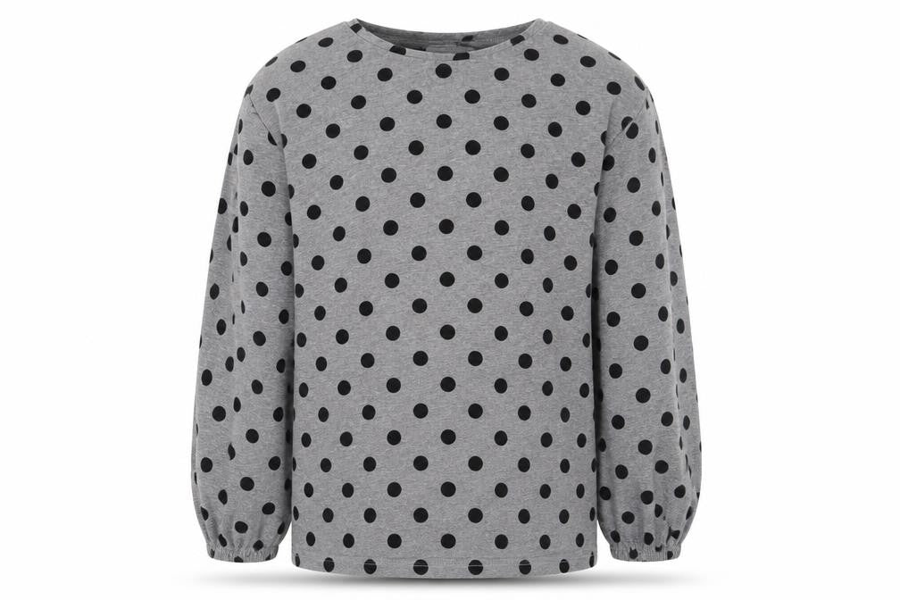 Front view of Mango girls’ grey polka dot jumper, size 14, years