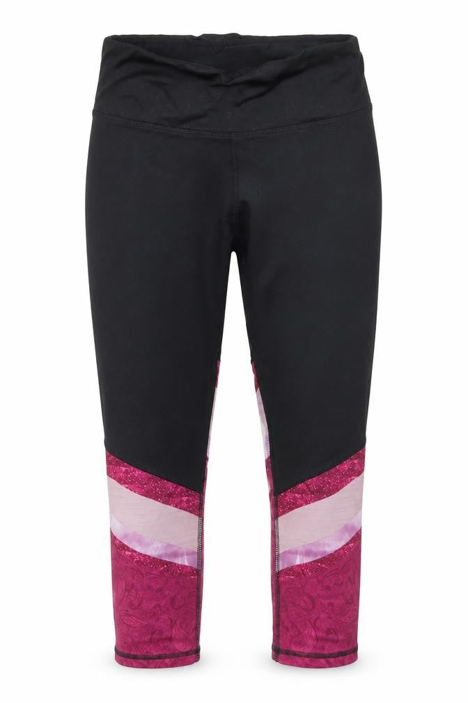 Front view of RBX women’s black capri leggings, size XS, 20-inch leg