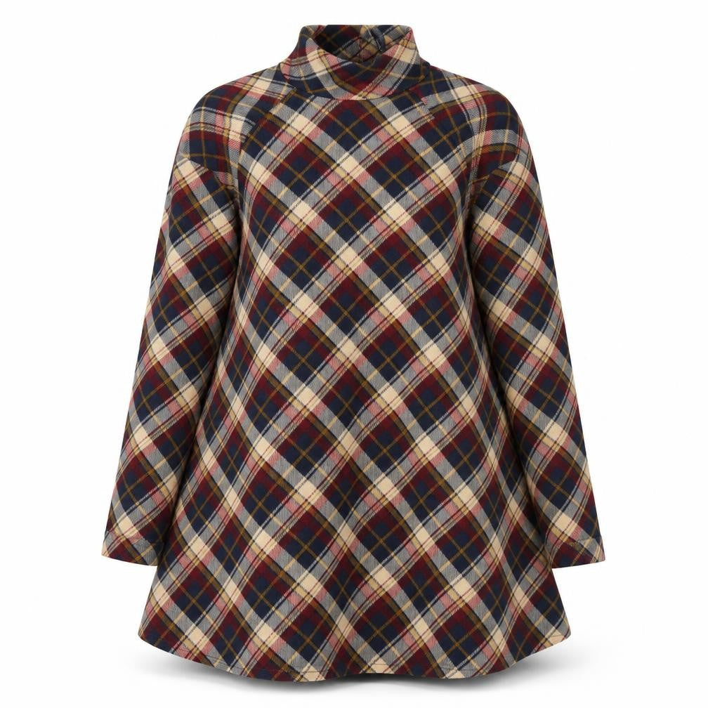 Front view of AX Paris women’s blue check a-line, size UK 12