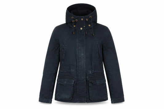 Front view of H&M women’s blue windbreaker jacket, size UK 6