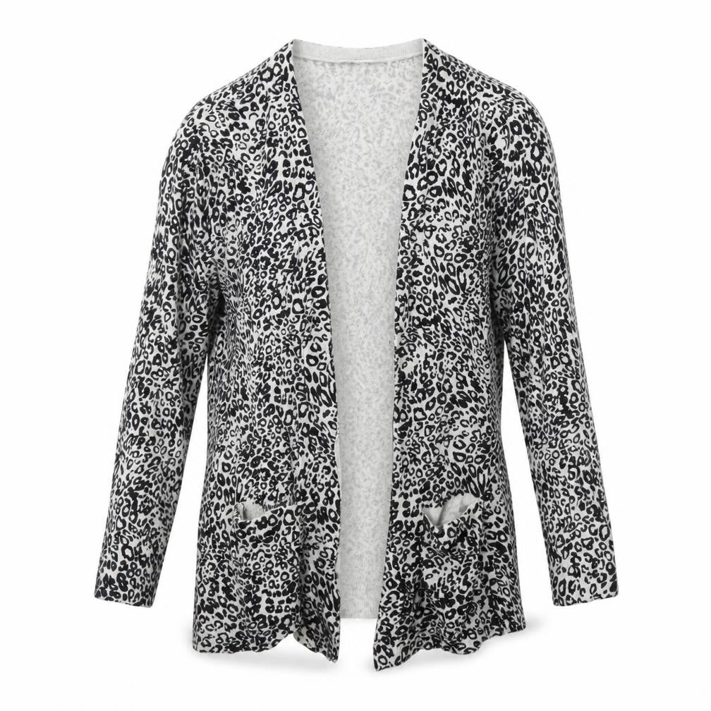 Front view of Peacocks women’s black animal print cape jumper, size UK 12