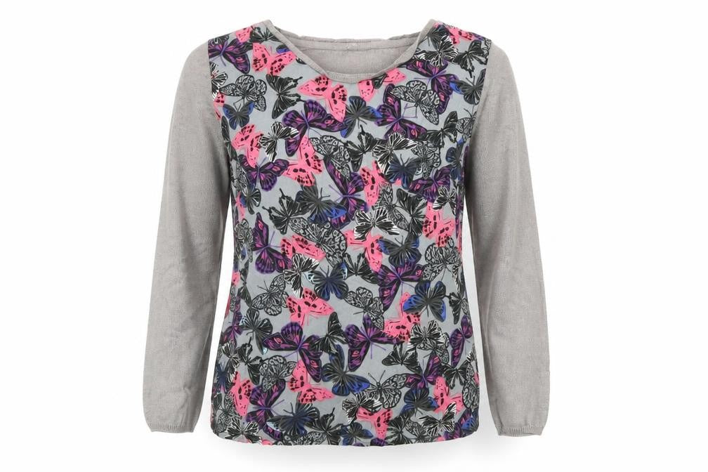 Front view of George women’s grey animal print jumper, size UK 10