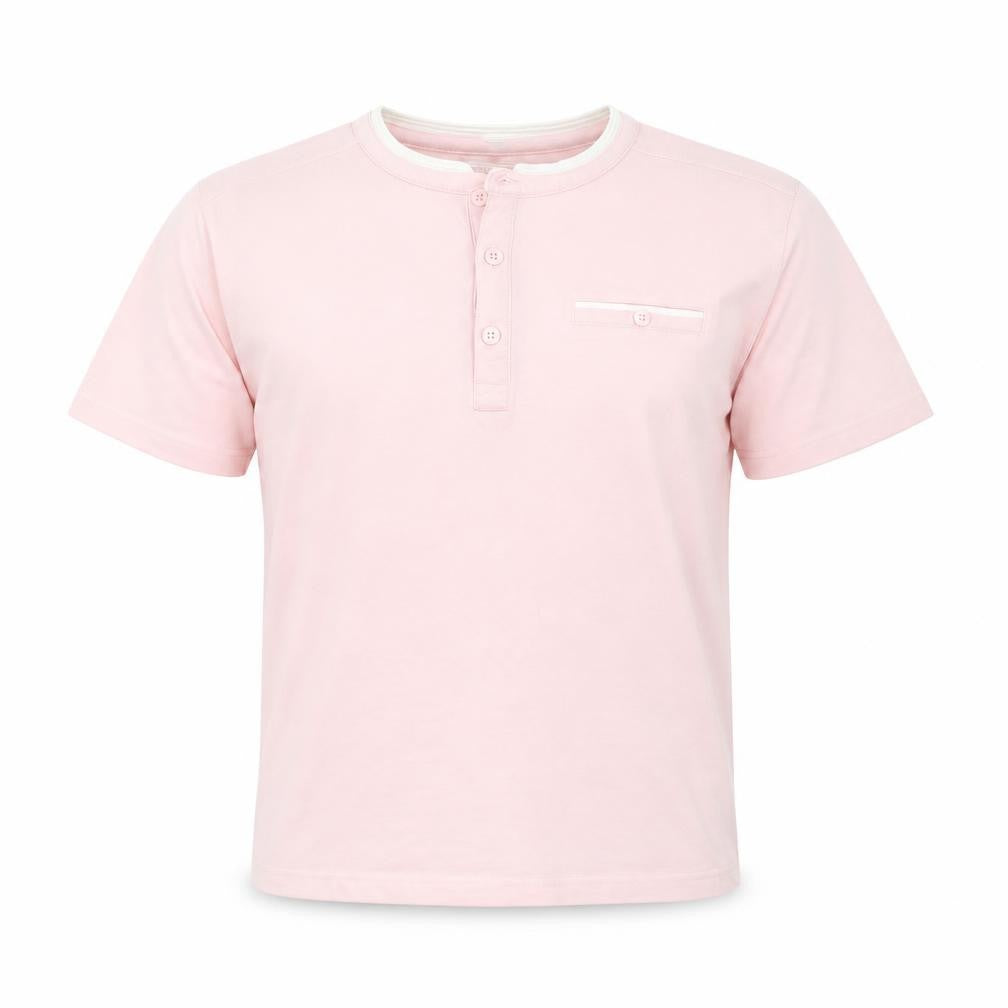 Front view of Undeniable Dudes boys’ pink basic polo, size 12, years