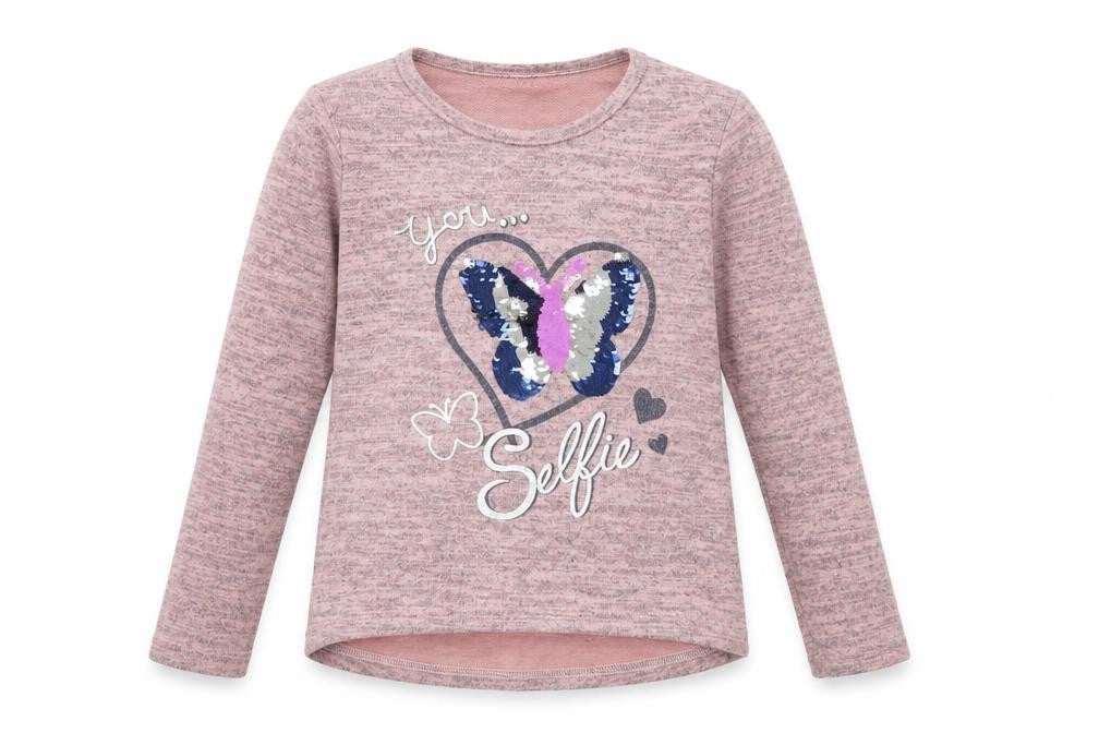 Front view of Grace girls’ pink basic t-shirt, size 8, years - butterfly