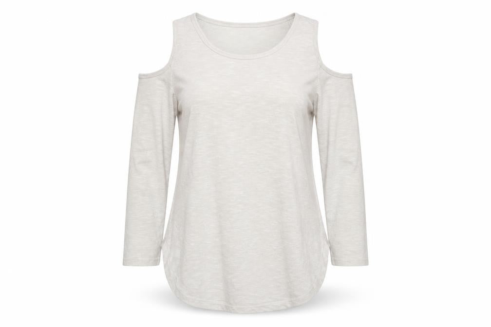 Front view of Select women’s beige basic blouse, size UK 12