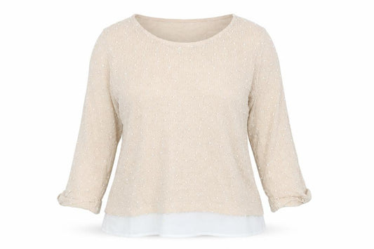Front view of Izabel women’s pink jumper, size UK 16