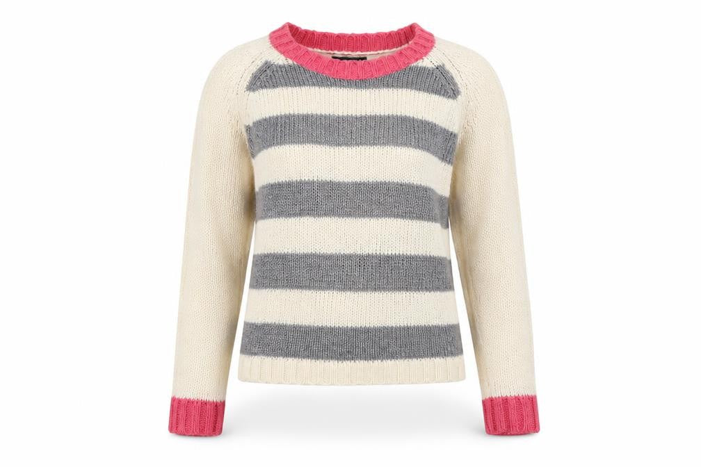 Front view of New Look women’s beige striped jumper, size S