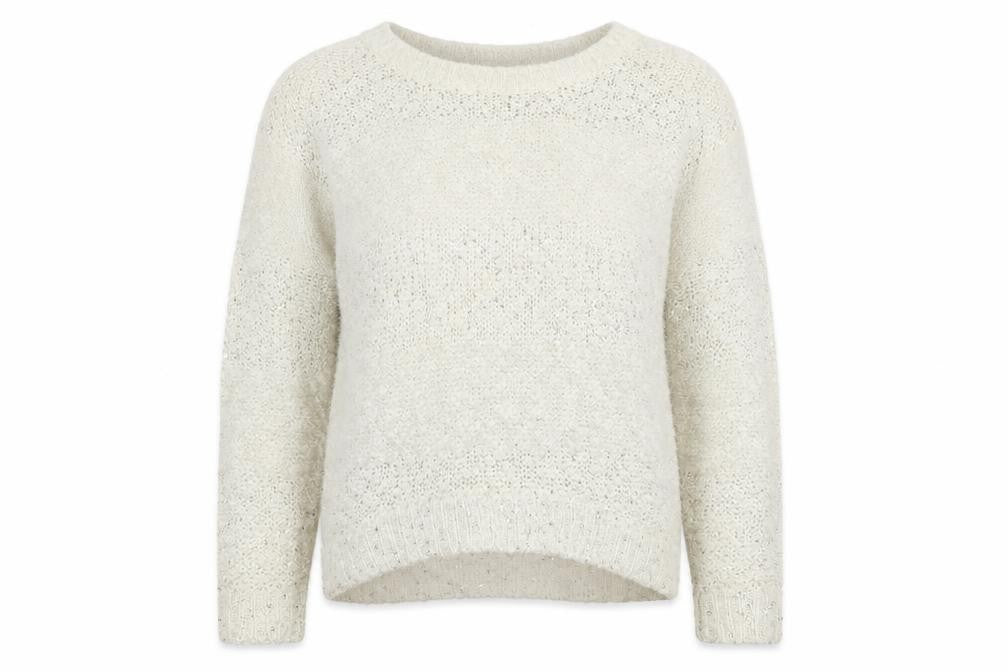 Front view of Tu women’s white jumper, size UK 10
